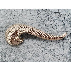 Silver Tone Fossil Oyster Shell Brooch Pin